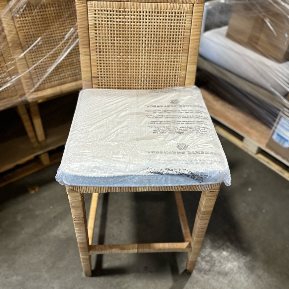 NEW Serena & Lily Balboa Rattan Dining/Counter CUSHION-Perennials Chalk Beige